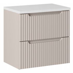 Szafka pod Umywalkę łazienkowa 60 cm Wisząca z Blatem Biały Nova Kaszmir Kaszmirowa Szuflady Furnidea 1 szt.