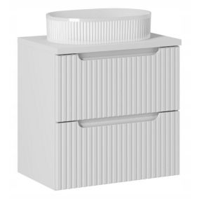 Szafka pod Umywalkę łazienkowa 60 cm Wisząca z Blatem Biały Nova White Biała z Umywalką Furnidea 1 szt.