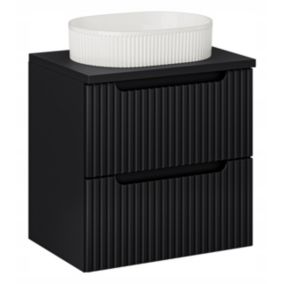 Szafka pod Umywalkę łazienkowa 60 cm Wisząca z Blatem Czarny Nova Black Czarna z Umywalką Furnidea 1szt.