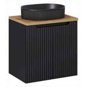 Szafka pod Umywalkę łazienkowa 60 cm Wisząca z Blatem Dąb Nova Black Czarna z Umywalką Furnidea 1 szt.