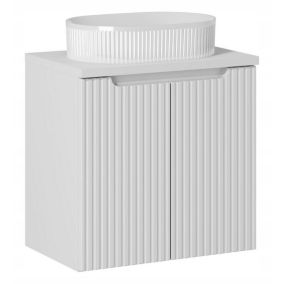Szafka pod Umywalkę łazienkowa 60 cm Wisząca z Blatem Dąb Nova White Biała z Umywalką Furnidea 1 szt.
