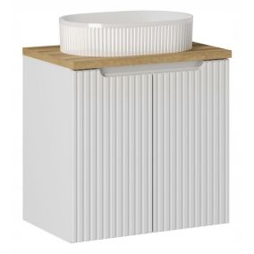 Szafka pod Umywalkę łazienkowa 60 cm Wisząca z Blatem Dąb Nova White Biała z Umywalką Furnidea 1 szt.