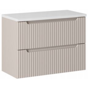 Szafka pod Umywalkę łazienkowa 80 cm Wisząca z Blatem Biały Nova Kaszmir Kaszmirowa Szuflady Furnidea 1 szt.
