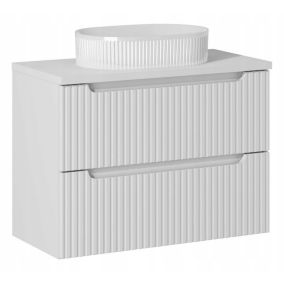 Szafka pod Umywalkę łazienkowa 80 cm Wisząca z Blatem Biały Nova White Biała z Umywalką Furnidea 1szt.
