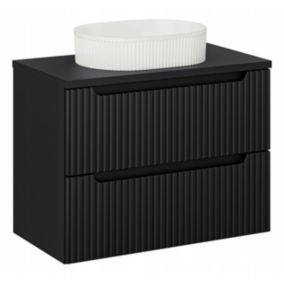 Szafka pod Umywalkę łazienkowa 80 cm Wisząca z Blatem Czarny Nova Black Czarna z Umywalką Furnidea 1szt.