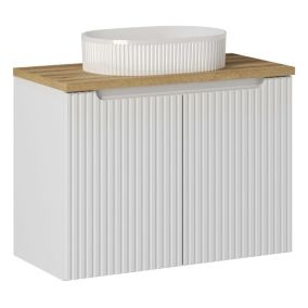 Szafka pod Umywalkę łazienkowa 80 cm Wisząca z Blatem Dąb Nova White Biała z Umywalką Furnidea 1szt.