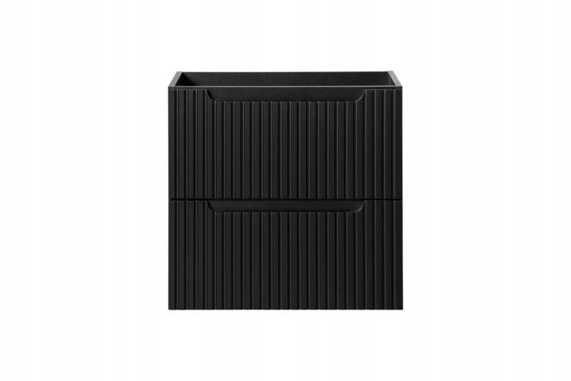 Szafka pod Umywalkę łazienkowa Furnidea 160 cm Wisząca z Blatem Czarny Nova Black Czarna Ryflowane Fronty 2 Drzwi 4 Szuflady 1 szt
