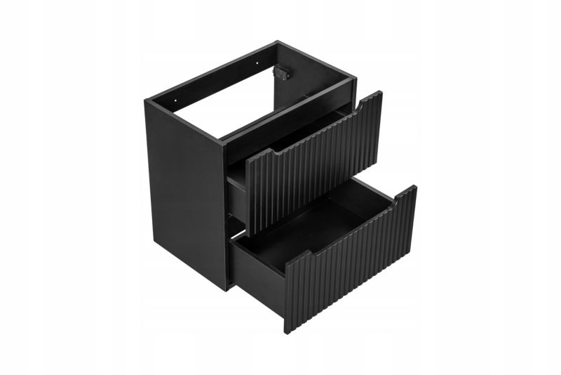 Szafka pod Umywalkę łazienkowa Furnidea 160 cm Wisząca z Blatem Czarny Nova Black Czarna Ryflowane Fronty 2 Drzwi 4 Szuflady 1 szt
