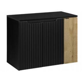 Szafka pod Umywalkę łazienkowa Furnidea 80 cm Wisząca z Blatem Czarny Nova Black Ryflowane Fronty 3 Drzwi 1 szt.