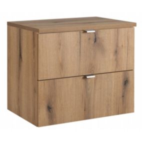 Szafka pod Umywalkę łazienkowa Furnidea 80 cm Wisząca z Blatem Dąb Nova Oak Ryflowana 1 szt.