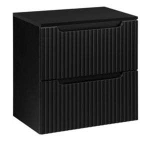 Szafka pod umywalkę łazienkowa Furnidea Nova Black czarna z blatem 60 cm ryflowana 2 szuflady 1 szt.