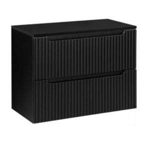 Szafka pod umywalkę łazienkowa Furnidea Nova Black czarna z blatem 80 cm ryflowana 2 szuflady 1 szt.