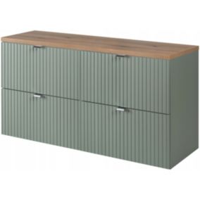 Szafka pod umywalkę Furnidea 100 cm szałwia z blatem dąb Coast Evoke ryflowany LINE REED GREEN 1 szt.