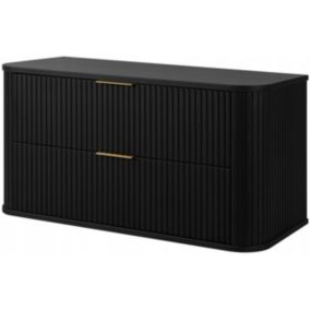 Szafka pod umywalkę Furnidea 100 cm wisząca ryflowana z szufladami czarna GLAMOUR 1 szt.