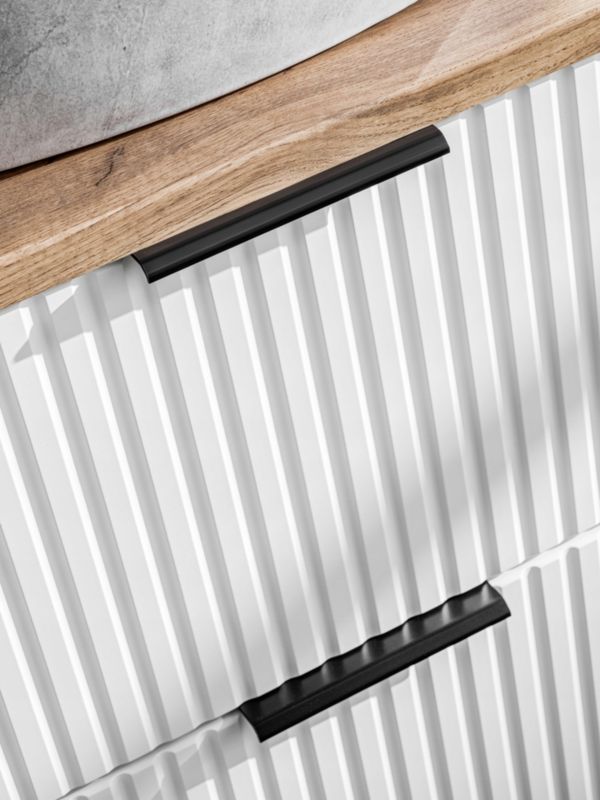 Szafka pod umywalkę Furnidea 120 cm biała ryflowana z koszem na pranie Adel 1 szt.