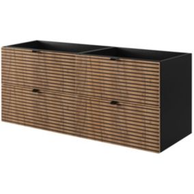 Szafka pod umywalkę Furnidea 120 cm czarna cztery szuflady frezowany front dąb craft LOFT 1 szt.