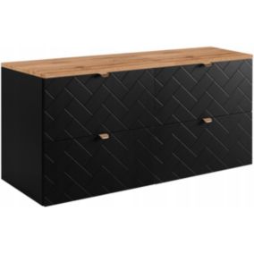 Szafka pod umywalkę Furnidea 120 cm czarna wisząca z blatem dąb wotan frezowane szuflady Trend 1 szt.