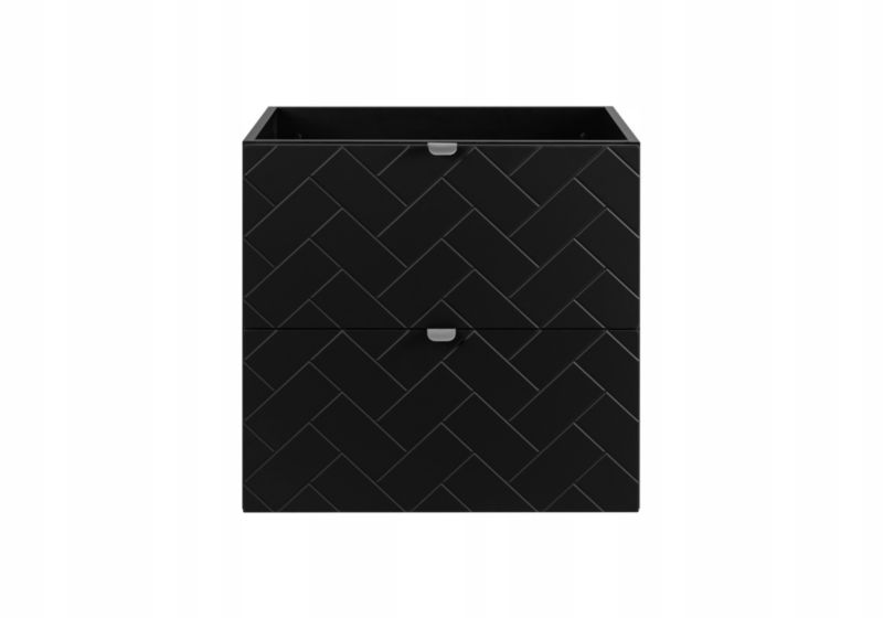 Szafka pod umywalkę Furnidea 120 cm czarna wisząca z blatem dąb wotan frezowane szuflady Trend 1 szt.