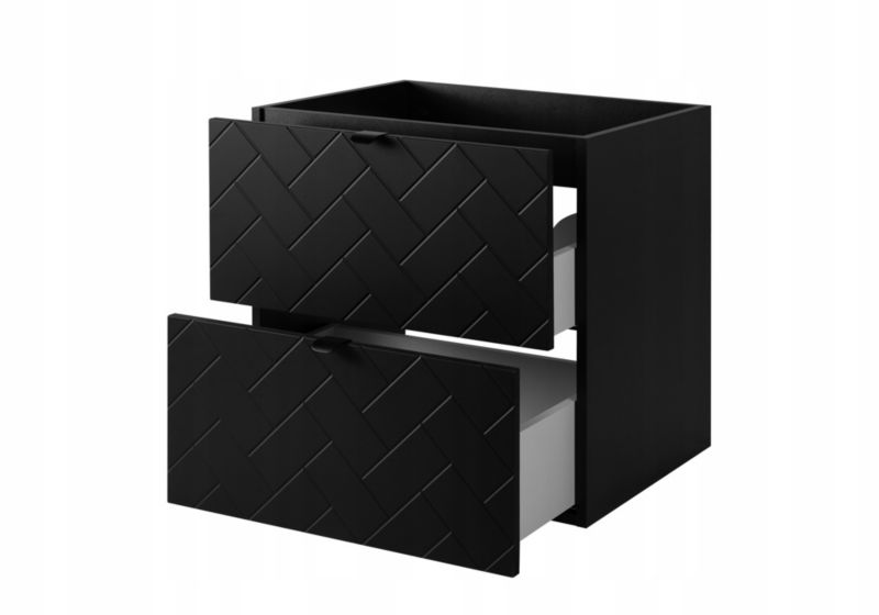 Szafka pod umywalkę Furnidea 120 cm czarna wisząca z blatem dąb wotan frezowane szuflady Trend 1 szt.