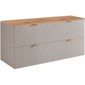 Szafka pod umywalkę Furnidea 120 cm czarna wisząca z blatem dąb wotan frezowane szuflady Trend 1 szt.