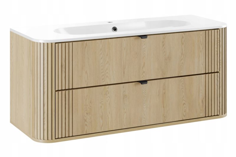 Szafka pod umywalkę Furnidea 120 cm dąb Cremona z umywalką PURE Ovalia Cremona 1 szt.