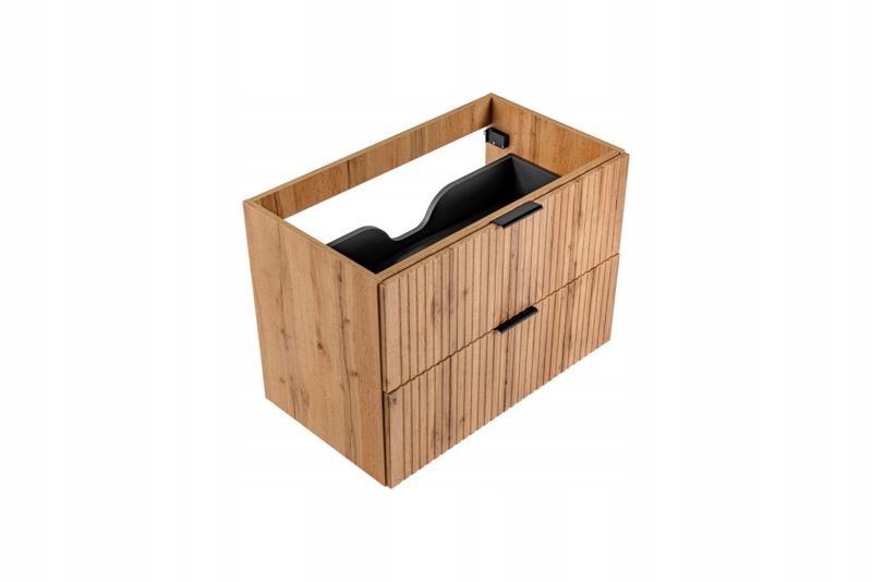 Szafka pod umywalkę Furnidea 120 cm dąb Wotan ryflowana z koszem na pranie Adel 1 szt.