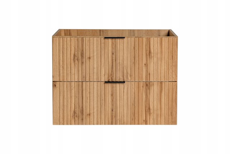 Szafka pod umywalkę Furnidea 120 cm dąb Wotan ryflowana z koszem na pranie Adel 1 szt.