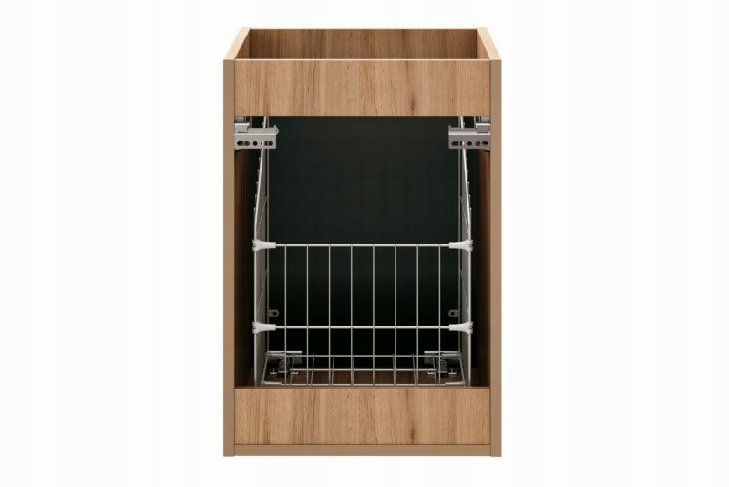 Szafka pod umywalkę Furnidea 120 cm dąb Wotan ryflowana z koszem na pranie Adel 1 szt.