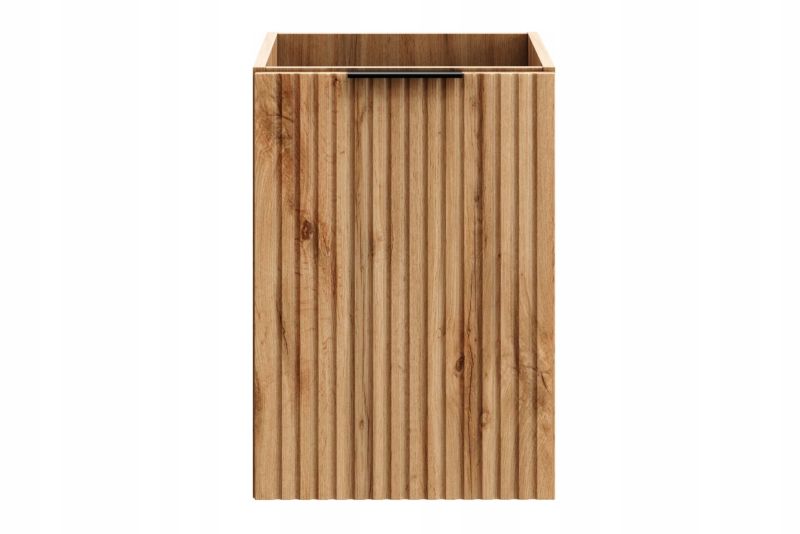Szafka pod umywalkę Furnidea 120 cm dąb Wotan ryflowana z koszem na pranie Adel 1 szt.