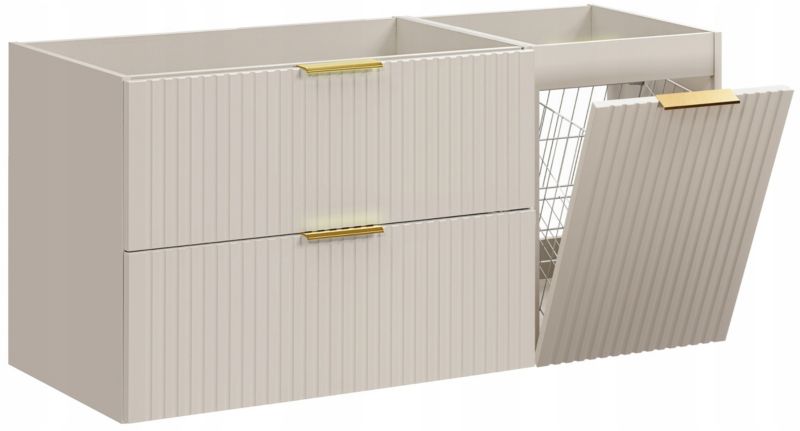 Szafka pod umywalkę Furnidea 120 cm kaszmir ryflowana z koszem na pranie  Adel 1 szt.