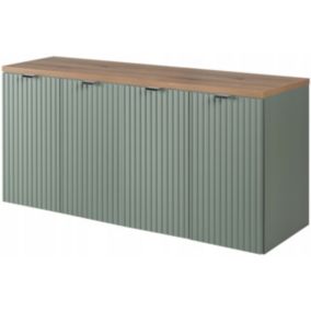 Szafka pod umywalkę Furnidea 120 cm szałwia z blatem dąb Coast Evoke ryflowany LINE REED GREEN 1 szt.