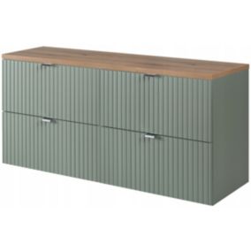 Szafka pod umywalkę Furnidea 120 cm szałwia z blatem dąb Coast Evoke ryflowany LINE REED GREEN 1 szt.