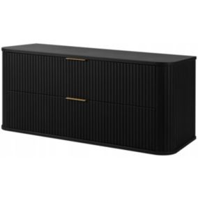 Szafka pod umywalkę Furnidea 120 cm wisząca ryflowana z szufladami czarna GLAMOUR 1 szt.,