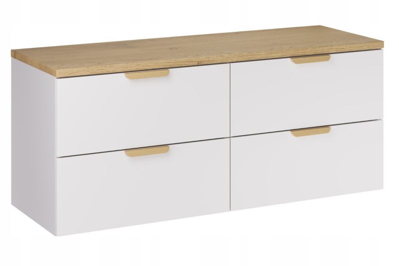 Szafka pod umywalkę Furnidea 120 cm z blatem biały mat dąb Cremona Aster 1 szt.