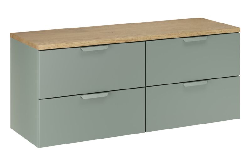 Szafka pod umywalkę Furnidea 120 cm z blatem zielony mat dąb Cremona Aster 1 szt.