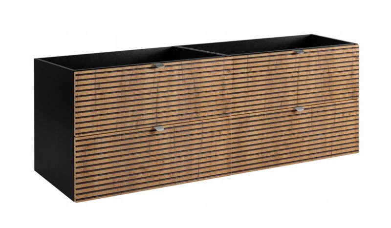 Szafka pod umywalkę Furnidea 160 cm czarna cztery szuflady frezowany front dąb craft LOFT 1 szt.