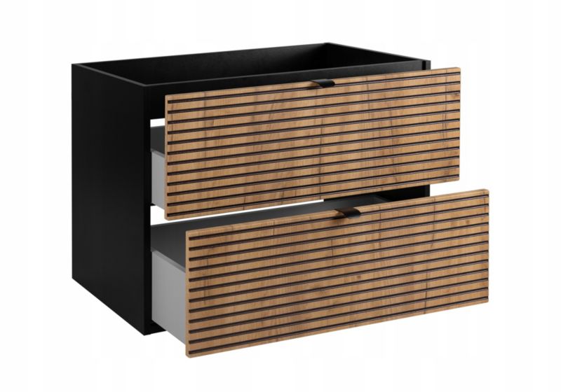 Szafka pod umywalkę Furnidea 160 cm czarna cztery szuflady frezowany front dąb craft LOFT 1 szt.