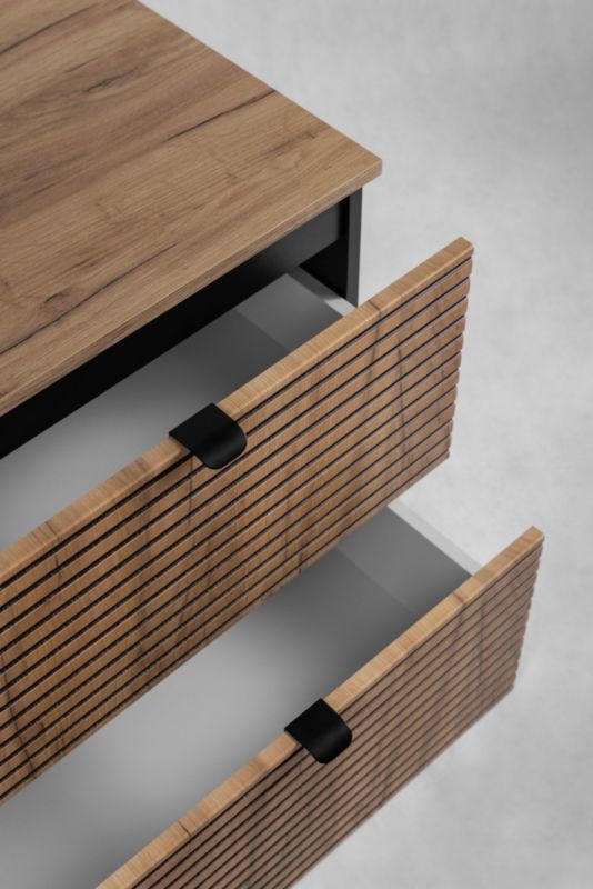 Szafka pod umywalkę Furnidea 160 cm czarna cztery szuflady frezowany front dąb craft LOFT 1 szt.