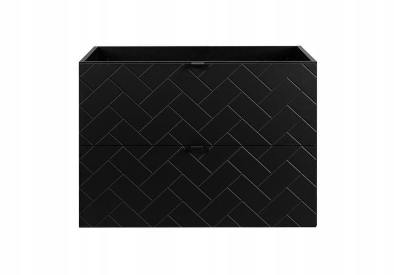 Szafka pod umywalkę Furnidea 160 cm czarna wisząca z blatem dąb wotan frezowane szuflady Trend 1 szt.