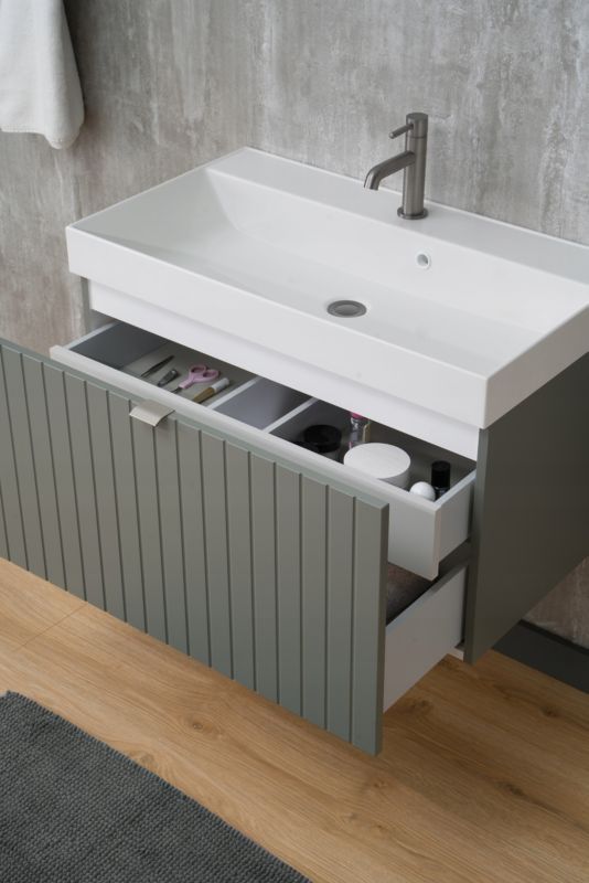 Szafka pod umywalkę Furnidea 160 cm lakierowana frezowana zielony półmat Harmo 1 szt.