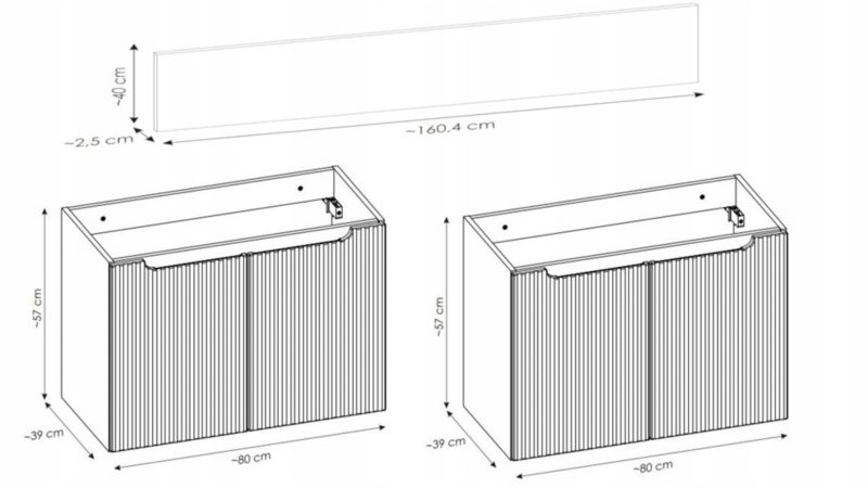 Szafka pod Umywalkę Furnidea 160 cm Wisząca z Blatem Nova Black Czarna 1 szt.