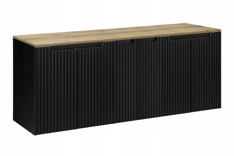 Szafka pod Umywalkę Furnidea 160 cm Wisząca z Blatem Nova Black Czarna 1 szt.