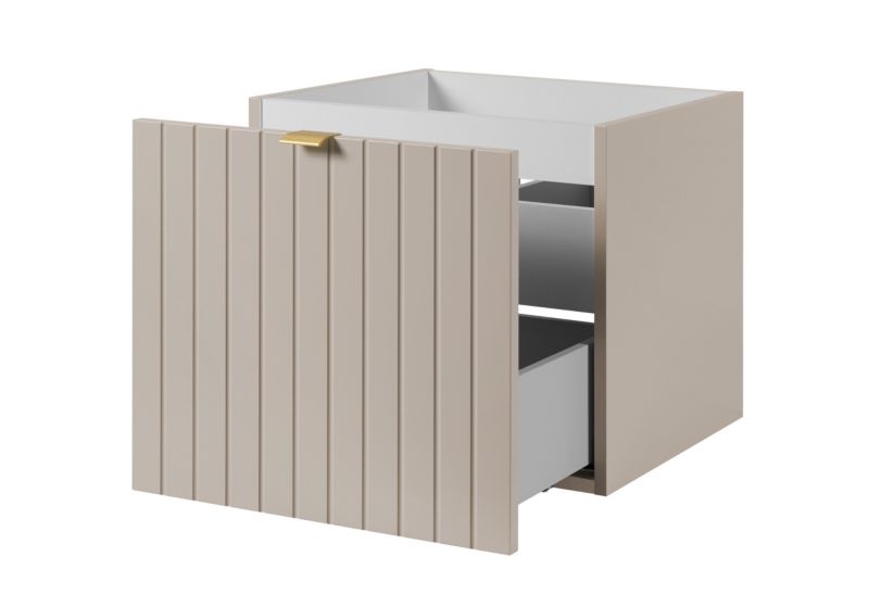 Szafka pod umywalkę Furnidea 50 cm kaszmir lakierowana z blatem dębowym Harmo 1 szt.