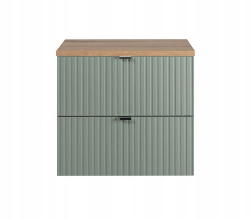 Szafka pod umywalkę Furnidea 50 cm szałwia z blatem dąb Coast Evoke ryflowany LINE REED GREEN 1 szt.