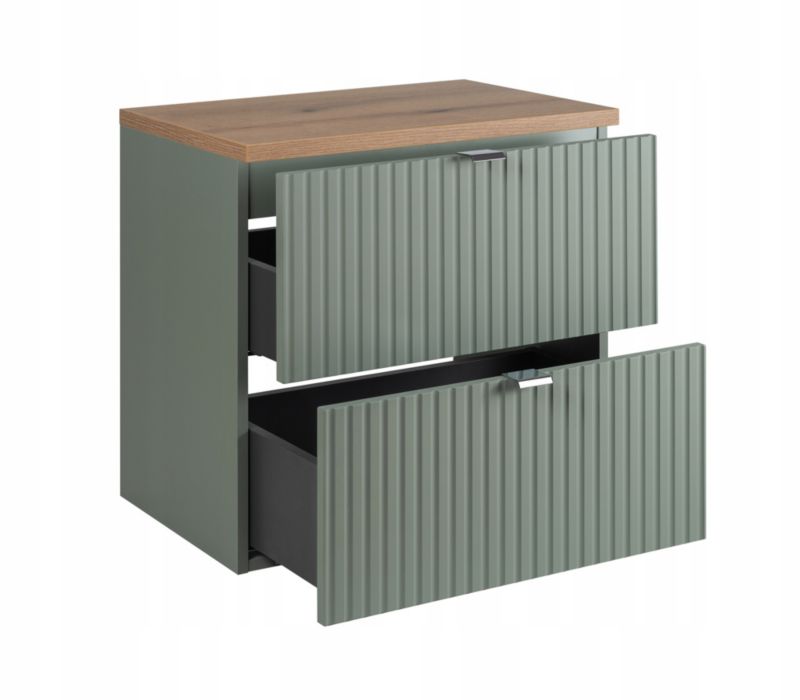 Szafka pod umywalkę Furnidea 50 cm szałwia z blatem dąb Coast Evoke ryflowany LINE REED GREEN 1 szt.