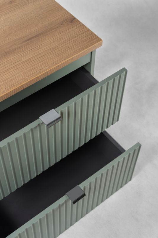 Szafka pod umywalkę Furnidea 50 cm szałwia z blatem dąb Coast Evoke ryflowany LINE REED GREEN 1 szt.