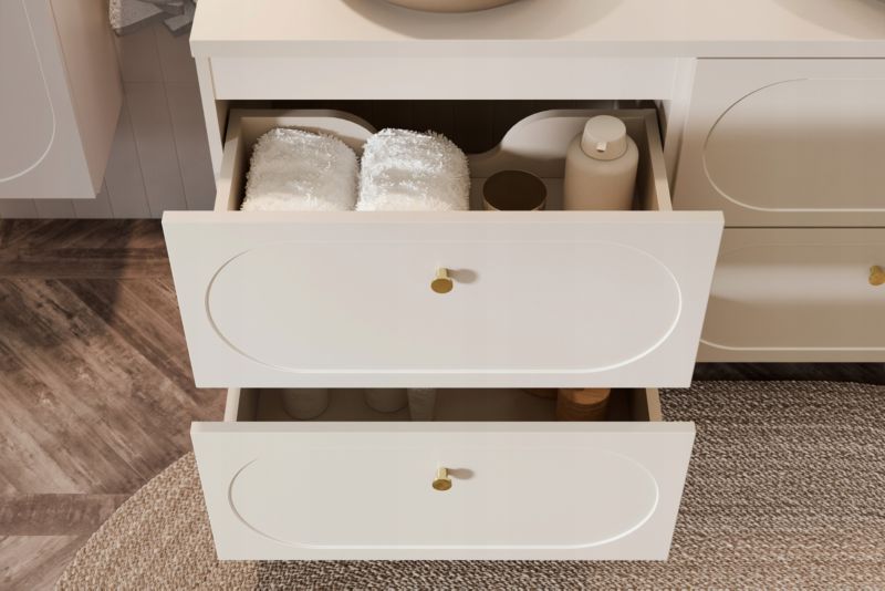 Szafka pod umywalkę Furnidea 60 cm beż piaskowy Donna Sand z blatem 1 szt.