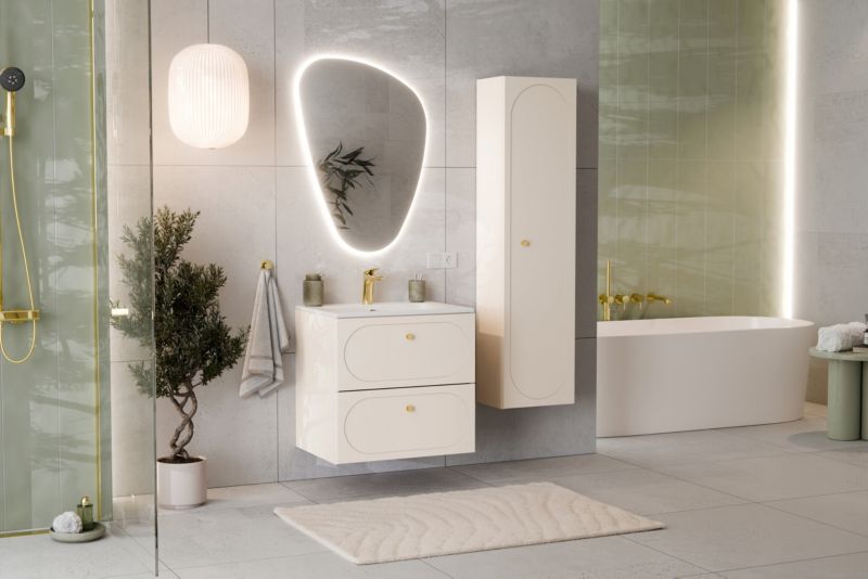 Szafka pod umywalkę Furnidea 60 cm beż piaskowy Donna Sand z blatem 1 szt.