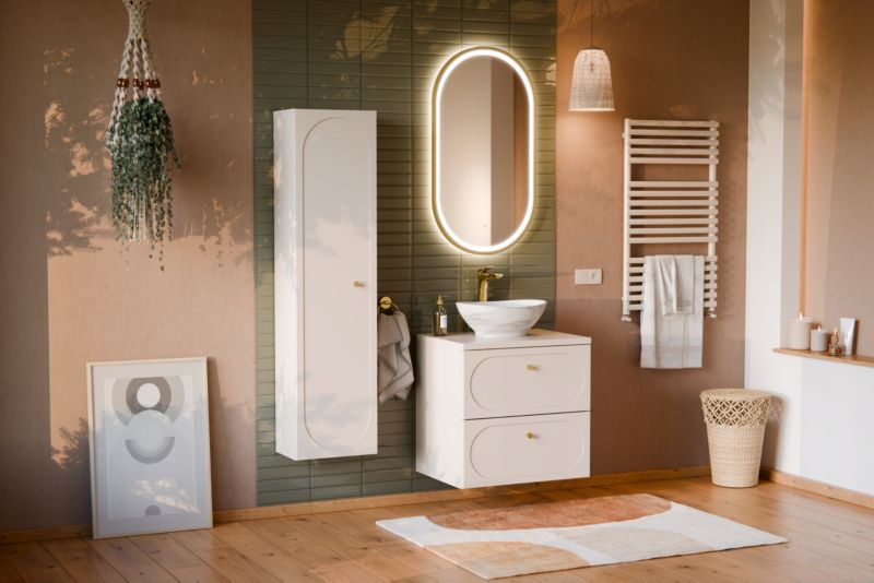 Szafka pod umywalkę Furnidea 60 cm beż piaskowy Donna Sand z blatem 1 szt.