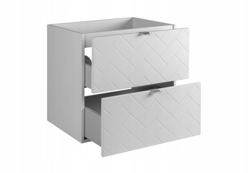 Szafka pod umywalkę Furnidea 60 cm biała wisząca z blatem dąb wotan frezowane szuflady Trend 1 szt.